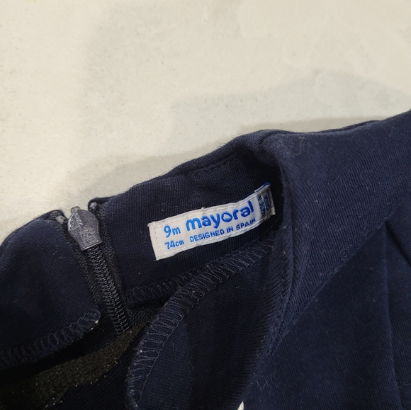 Mayoral 9mo Navy Blue dress with Teddy - Picture 3 of 3